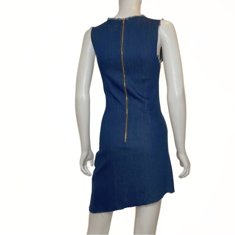 SCD Six.Crisp.Days Asymmetrical Frayed Zipper Dress Womens SZ S Dainty Coquette